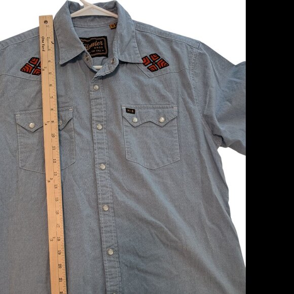 Howler Bros Shirt Mens Medium Blue Denim Chambray Western Pearl Snap Guacho - Picture 4 of 8